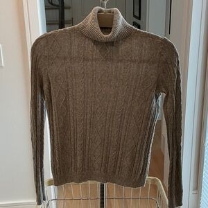 Sutton Studio Brown Cable Knit Turtleneck Sweater